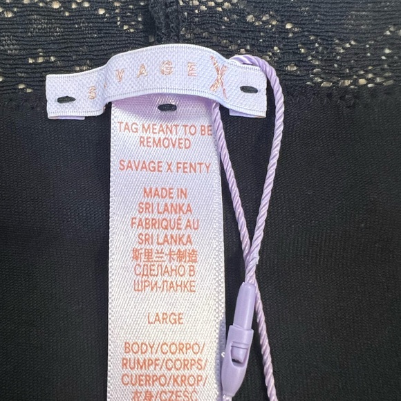 NWT SAVAGE X FENTY COTTON ESSENTIALS LACE TRIM BIKINI / BLACK / SIZE: LARGE - Picture 4 of 5